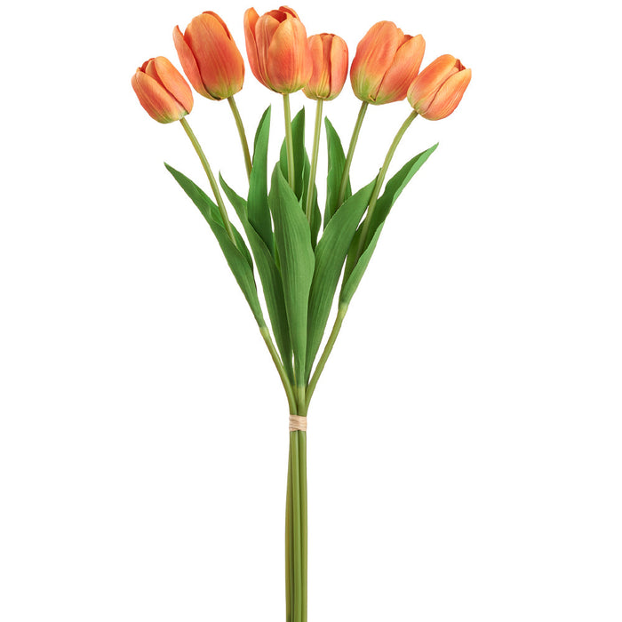 24.4" Tulip Silk Flower Stem Bundle -Orange (pack of 12) - FBT101-OR
