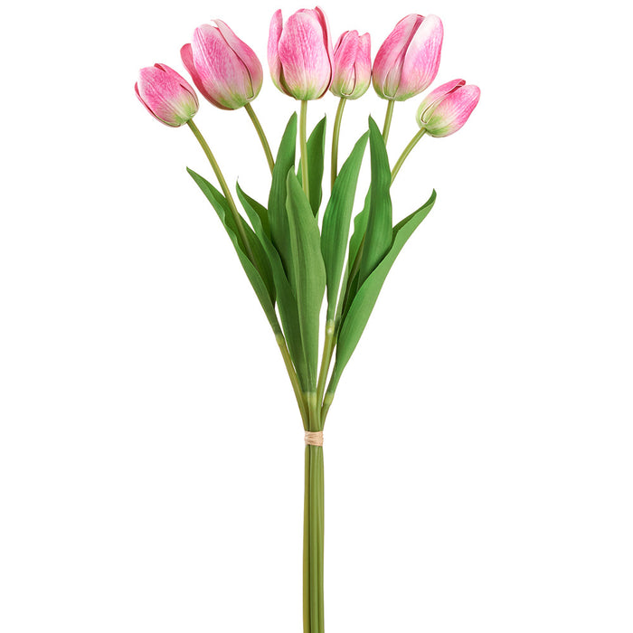24.4" Tulip Silk Flower Stem Bundle -Pink (pack of 12) - FBT101-PK