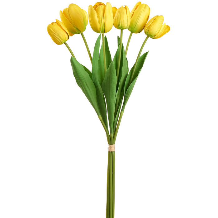 24.4" Tulip Silk Flower Stem Bundle -Yellow (pack of 12) - FBT101-YE