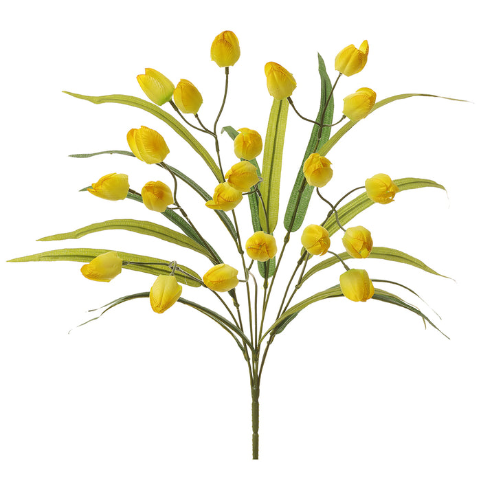 21" Tulip Silk Flower Bush -Yellow (pack of 12) - FBT121-YE
