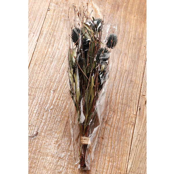 16" Globe Thistle Artificial Flower Stem Bundle -Navy (Pack of 4) - FBT313-NY