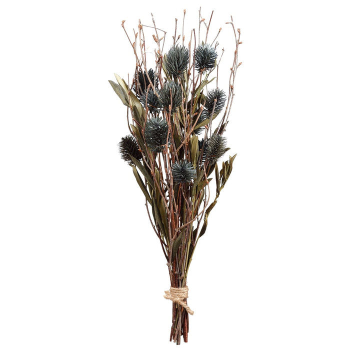 16" Globe Thistle Artificial Flower Stem Bundle -Navy (Pack of 4) - FBT313-NY