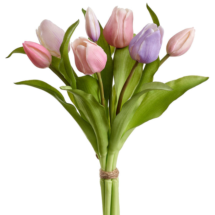 11.75" Mixed Tulip Silk Flower Stem Bundle -Lavender/Rose (Pack of 12) - FBT532-LV/RO