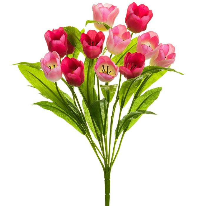 20" Silk Tulip Flower Bush -Pink/Cerise (pack of 12) - FBT678-PK/CE