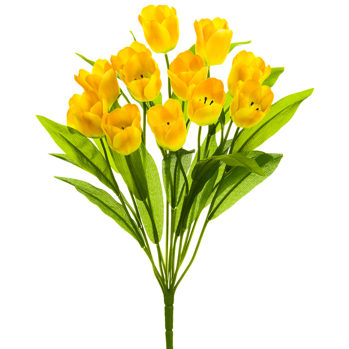 20" Silk Tulip Flower Bush -2 Tone Yellow (pack of 12) - FBT678-YE/TT