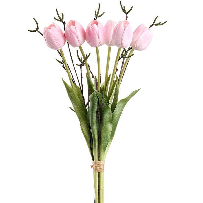 19.5" Tulip Silk Flower Bouquet -Pink (Pack of 6) - FBT702-PK
