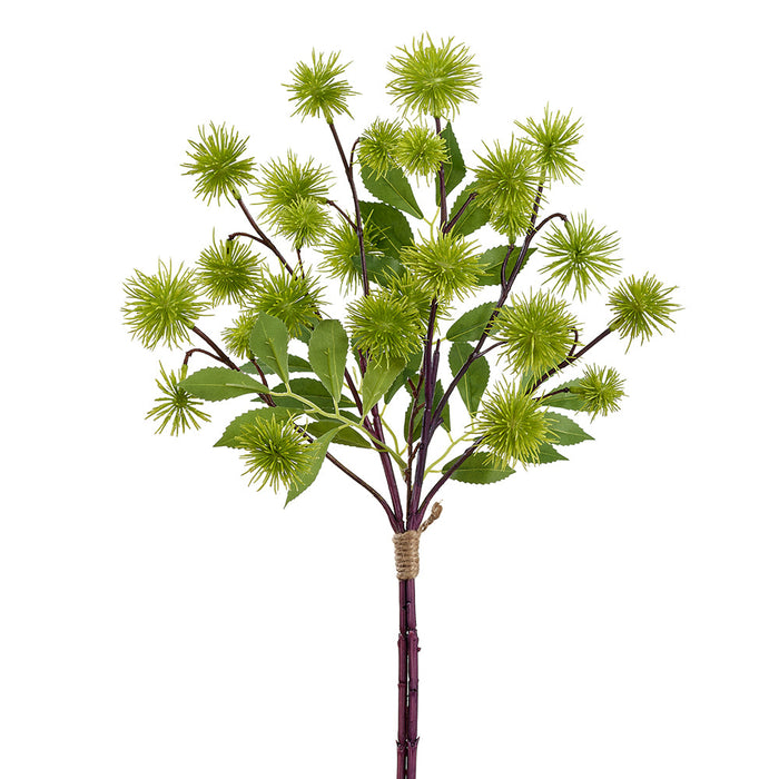 18.5" Globe Thistle Silk Flower Stem Bundle -Green (Pack of 12) - FBT913-GR