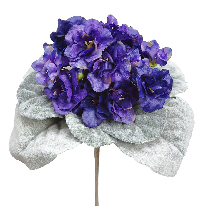 8" African Violet Silk Flower Bush -Purple (pack of 12) - FBV809-PU