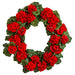 24" UV-Resistant Outdoor Artificial Geranium Flower Hanging Wreath -Red (pack of 2) - FBW196-RE