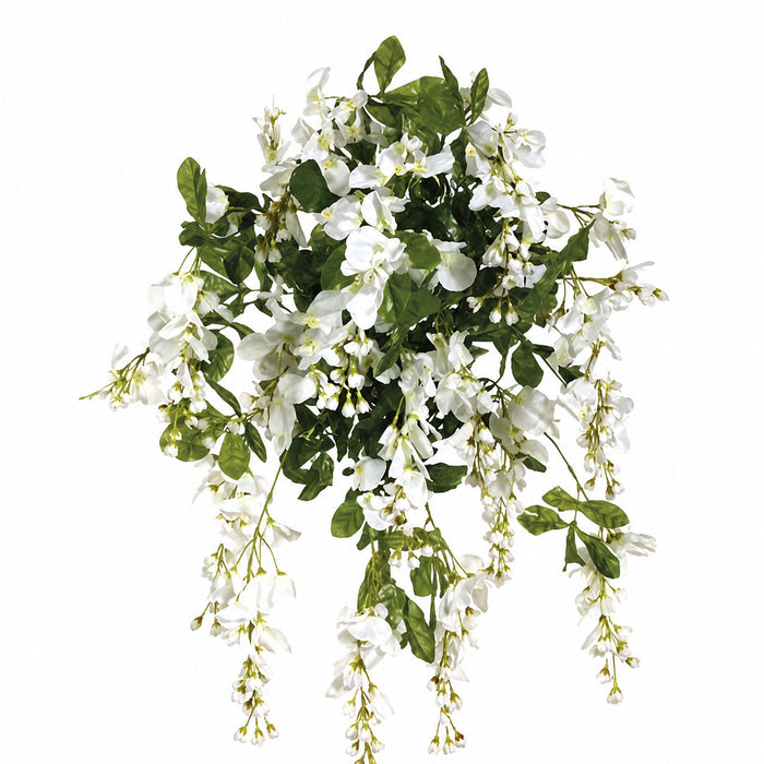 31" Silk Wisteria Hanging Flower Bush -Cream/White (Pack of 6) - FBW911-CR/WH
