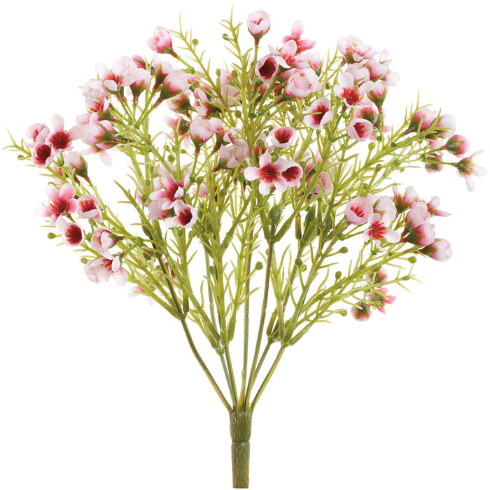 11" Small Waxflower Silk Flower Bush -Pink/Beauty (Pack of 12) - FBW952-PK/BT