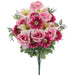 24.5" Mixed Gerbera Daisy, Rose & Lily Silk Flower Bush -Violet/Cream (Pack of 6) - FBX001-VI/CR