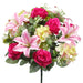 17" Mixed Lily, Rose & Hydrangea Silk Flower Bush -Pink/Beauty (pack of 12) - FBX116-PK/BT