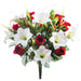 18" Mixed Lily & Rose Silk Flower Bush -Red/White (pack of 6) - FBX135-RE/WH