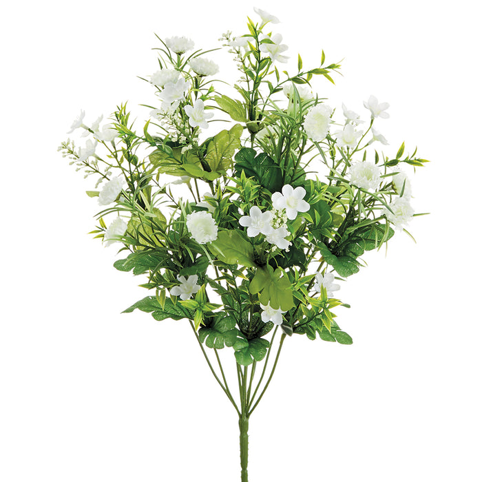18.5" Mixed Wild Flower Silk Flower Bush -White (pack of 12) - FBX246-WH