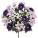22" Mixed Lily, Gerbera Daisy & Rose Silk Flower Bush -Purple/Mixed Colors (Pack of 6) - FBX313-PU/MX