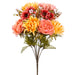 20" Mixed Peony, Mum & Daisy Silk Flower Bush -Orange/Mauve (pack of 6) - FBX350-OR/MV