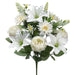 18" Mixed Lily, Rose & Gerbera Daisy Silk Flower Bush -White (pack of 6) - FBX585-WH
