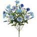 19" Mixed Daisy & Ranunculus Silk Flower Bush -Blue (Pack of 12) - FBX820-BL