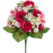 20" Mixed Rose & Lily Silk Flower Bush -Beauty/Pink (Pack of 6) - FBX909-BT/PK