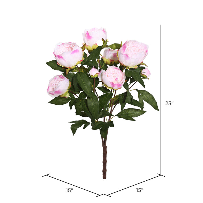 23" Silk Peony Flower Bush -Cream/Pink (Pack of 4) - FD170401