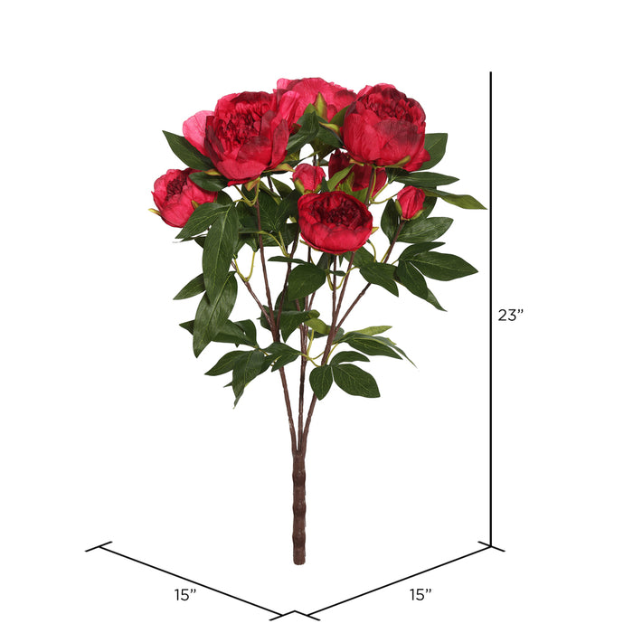 23" Silk Peony Flower Bush -Red (Pack of 4) - FD170402