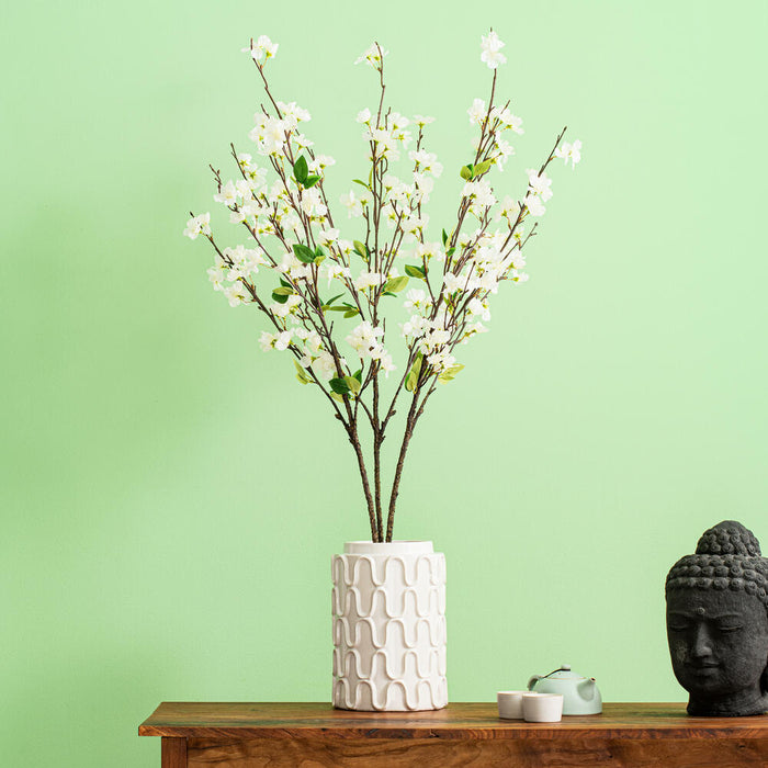 40" Silk Cherry Blossom Flower Stem -White (Pack of 6) - FD170501-3