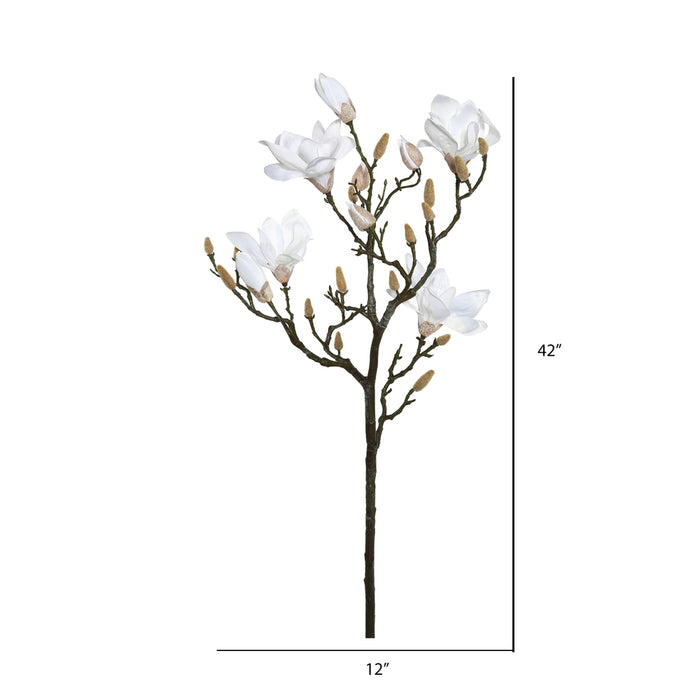 42" Silk Magnolia Flower Stem -White (Pack of 4) - FD170801