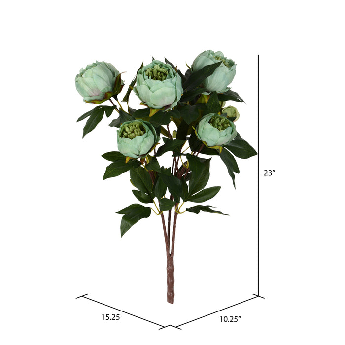 23" Peony Silk Flower Bush -Green (Pack of 4) - FD182304