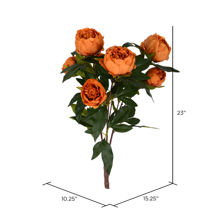 23" Peony Silk Flower Bush -Coffee (Pack of 4) - FD182376