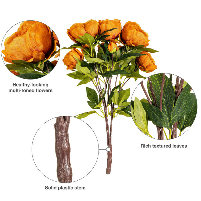 23" Peony Silk Flower Bush -Coffee (Pack of 4) - FD182376