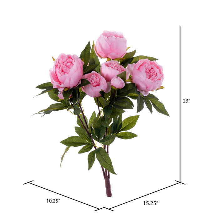 23" Peony Silk Flower Bush -Pink (Pack of 4) - FD182379