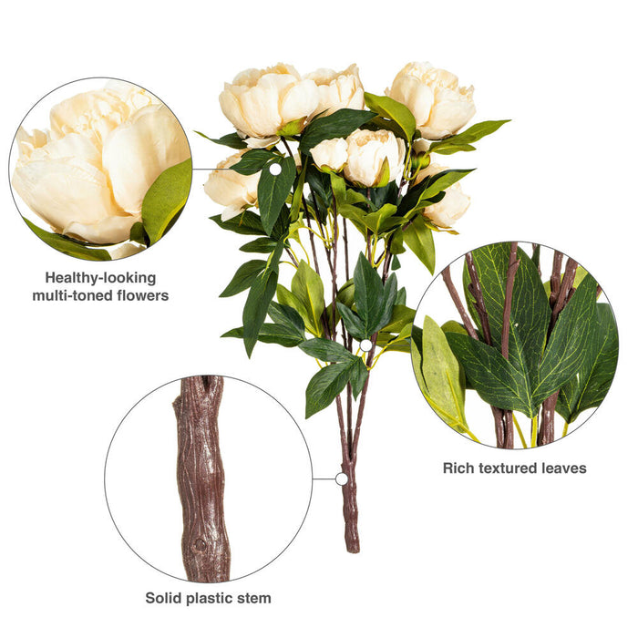 23" Peony Silk Flower Bush -Beige (Pack of 4) - FD182380