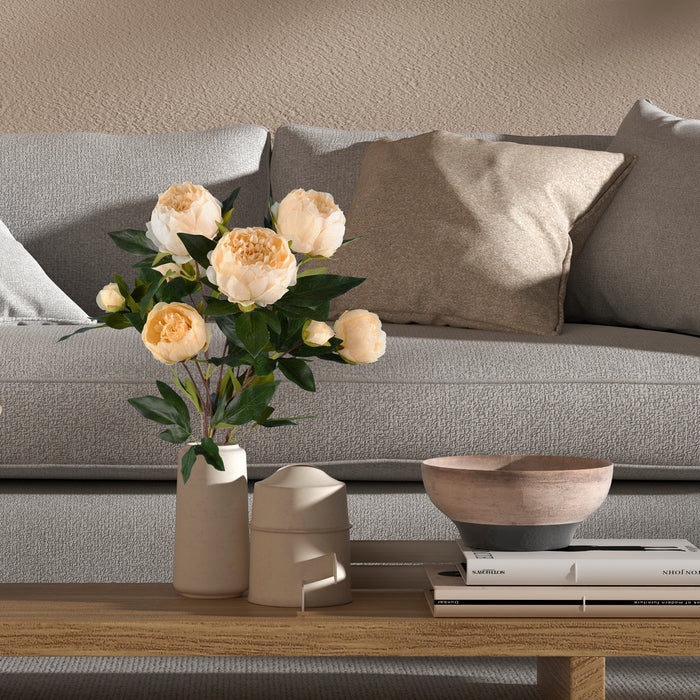 23" Peony Silk Flower Bush -Beige (Pack of 4) - FD182380