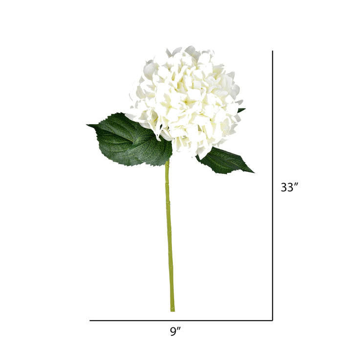 33" Hydrangea Silk Flower Stem -White (Pack of 6) - FD190411