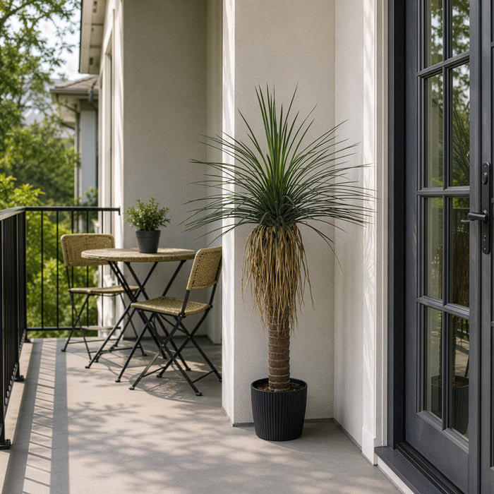 4' Outdoor UV-Resistant Artificial Nolina Ponytail Palm Plant w/Planter -Green - FE250348UV