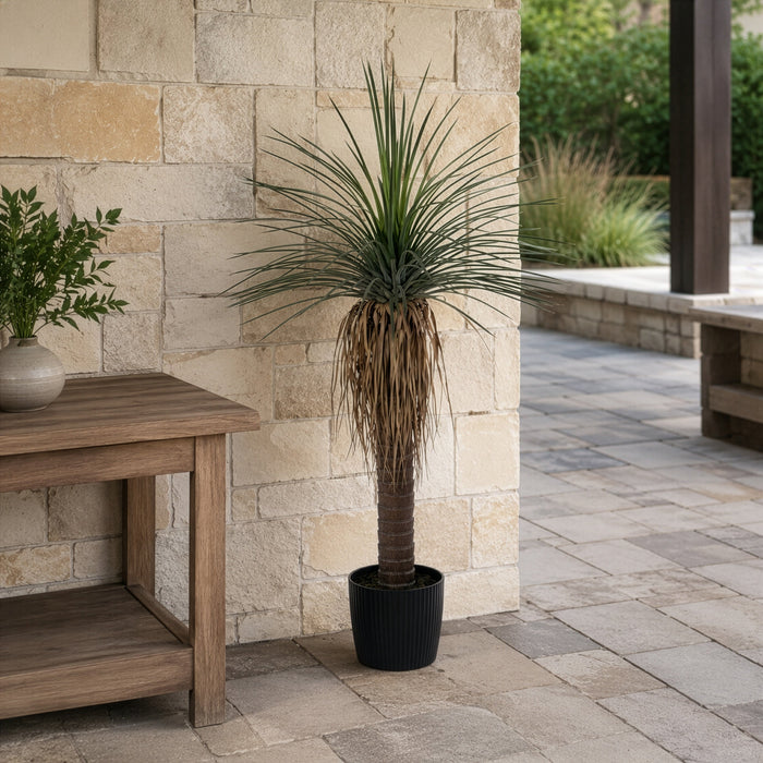4' Outdoor UV-Resistant Artificial Nolina Ponytail Palm Plant w/Planter -Green - FE250348UV