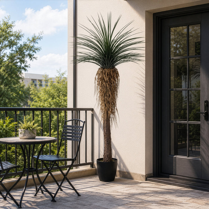 7'2" Outdoor UV-Resistant Artificial Nolina Ponytail Palm Plant w/Planter -Green - FE250386UV