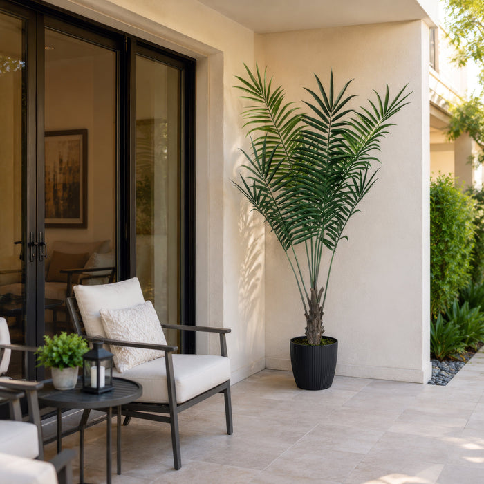 6'8" Outdoor UV-Resistant Artificial Areca Palm Tree w/Planter -Green - FE250580UV