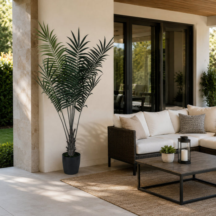 6'8" Outdoor UV-Resistant Artificial Areca Palm Tree w/Planter -Green - FE250580UV
