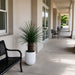 4' Outdoor UV-Resistant Artificial Nolina Ponytail Palm Plant w/White Planter -Green - FE251948UV