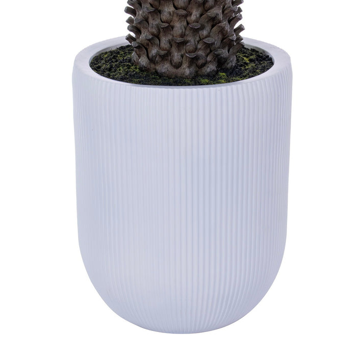 4' Outdoor UV-Resistant Artificial Nolina Ponytail Palm Plant w/White Planter -Green - FE251948UV