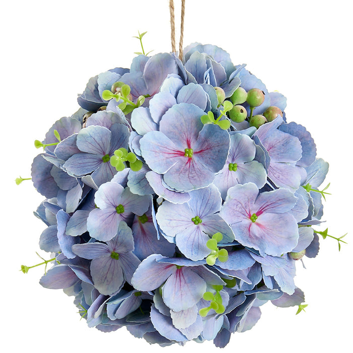 7" Silk Hydrangea w/Hanger Kissing Flower Ball -Blue (pack of 6) - FFH052-BL