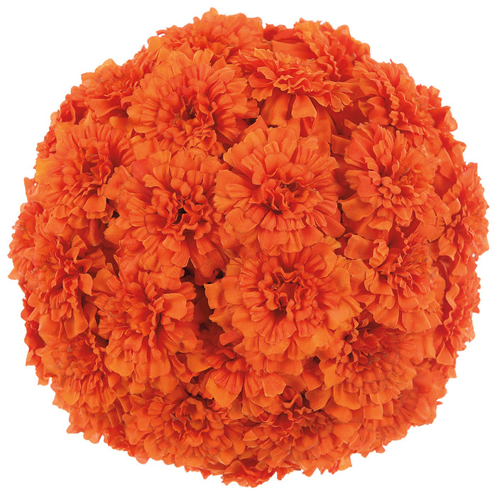 9" Marigold Flower Silk Kissing Ball -Orange (Pack of 6) - FFM006-OR