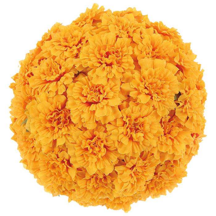 9" Marigold Flower Silk Kissing Ball -Yellow/Gold (Pack of 6) - FFM006-YE/GO