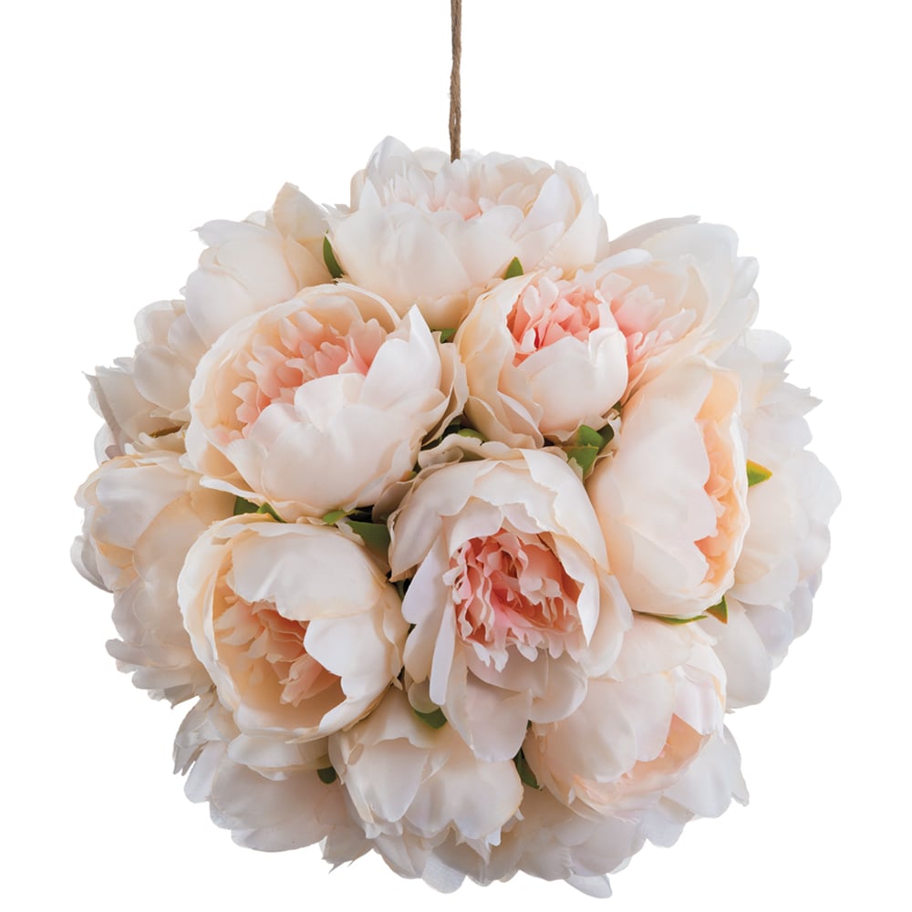 10" Peony Kissing Silk Flower Ball Blush Kissing Flower Balls