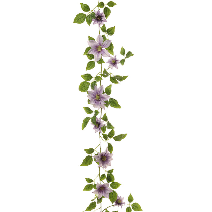 4'6" Clematis Silk Flower Garland -Lavender (pack of 6) - FGC328-LV