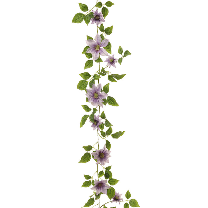 lavender flower garland 4'6" Clematis Silk Flower Garland -Lavender