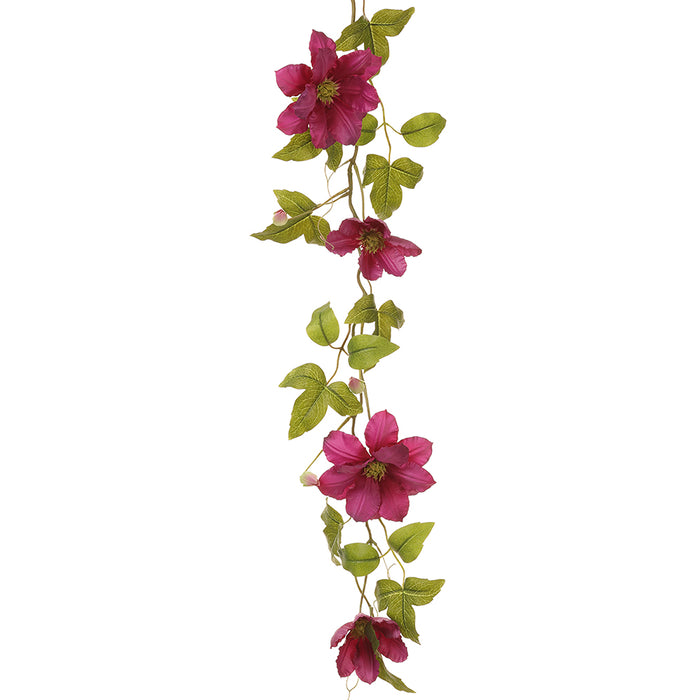 35" Clematis Silk Flower Garland -Boysenberry (pack of 6) - FGC703-BB