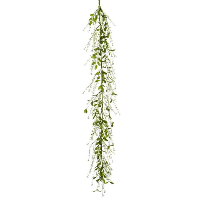5' Artificial Jasmine Leaf & Berry Garland -White/Green (pack of 4) - FGJ505-WH/GR